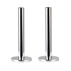 130mm x 15mm Pipe tails with Floor Covers (pair) Chrome Plated