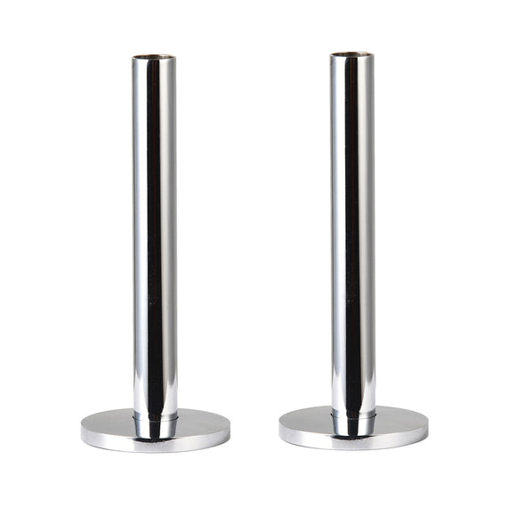 130mm x 15mm Pipe tails with Floor Covers (pair) Chrome Plated