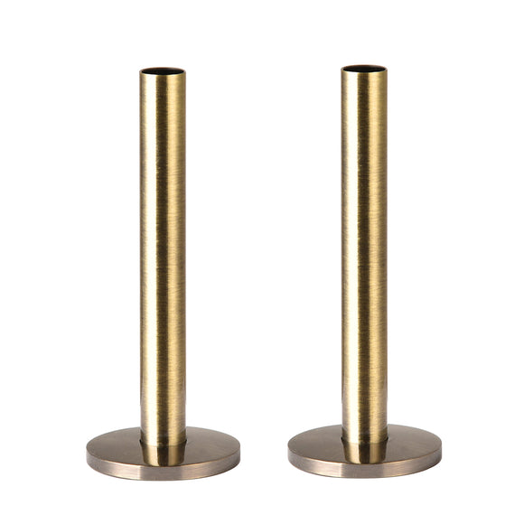 130mm x 15mm Pipe tails with Floor Covers (pair) Antique Brass