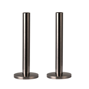 130mm x 15mm Pipe tails with Floor Covers (pair) Black Nickel