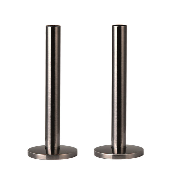 130mm x 15mm Pipe tails with Floor Covers (pair) Black Nickel