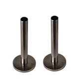 130mm x 15mm Pipe tails with Floor Covers (pair) Black Nickel