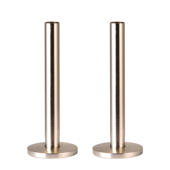 130mm x 15mm Pipe tails with Floor Covers (pair) Satin Nickel