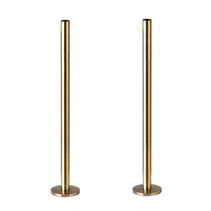 300mm x 15mm Pipe tails with Floor Covers (pair) Antique Brass