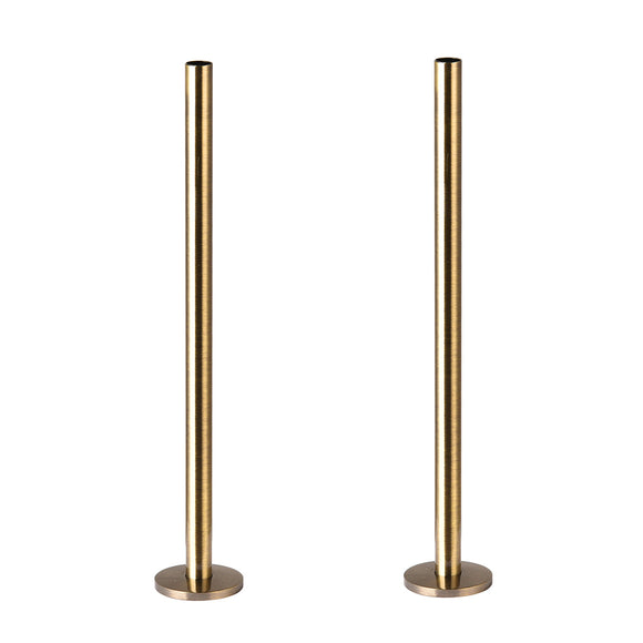 300mm x 15mm Pipe tails with Floor Covers (pair) Antique Brass