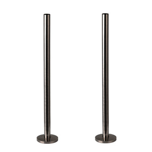 300mm x 15mm Pipe tails with Floor Covers (pair) Black Nickel