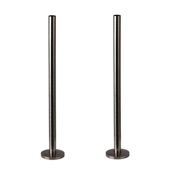 300mm x 15mm Pipe tails with Floor Covers (pair) Black Nickel