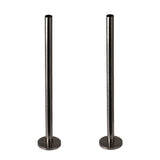 300mm x 15mm Pipe tails with Floor Covers (pair) Black Nickel