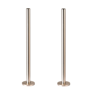 300mm x 15mm Pipe tails with Floor Covers (pair) Satin Nickel