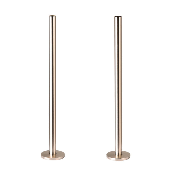 300mm x 15mm Pipe tails with Floor Covers (pair) Satin Nickel