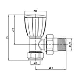 diagram of 15mm Angled Manual Radiator Valve