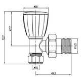 diagram of 10mm Angled Manual Radiator Valve