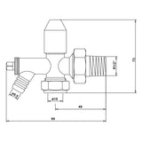 diagram of 15mm Manual Radiator Valve c/w Drain Off