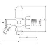 diagram of 10mm Manual Radiator Valve c/w Drain Off