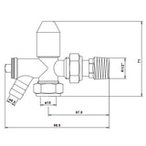 diagram of 15mm Manual Radiator Valve c/w 1/2" Nut Tail & Drain Off