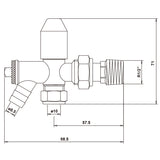 diagram of 10mm Manual Radiator Valve c/w 1/2" Nut Tail & Drain Off