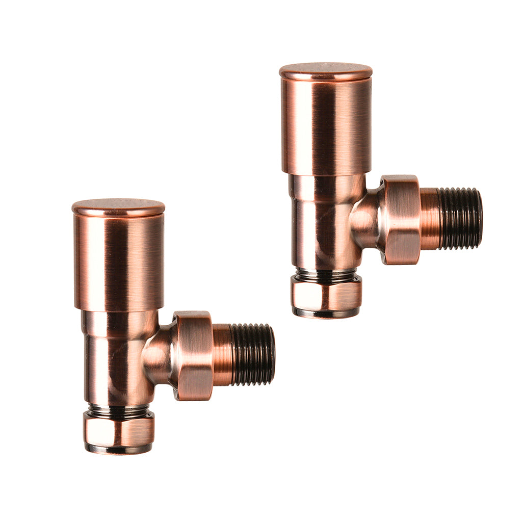 Modern Angled Decorative Radiator Valves (Pairs) Antique Copper ...