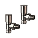 Modern Angled Decorative Radiator Valves (Pairs) Black Nickel