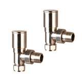 Modern Angled Decorative Radiator Valves (Pairs) Satin Nickel