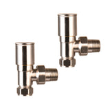 Modern Angled Decorative Radiator Valves (Pairs) Satin Nickel