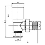 diagram of Modern Angled Decorative Radiator Valve