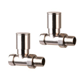 Modern Straight Decorative Radiator Valves (Pairs) Satin Nickel
