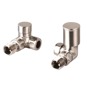 Modern Corner Decorative Manual Radiator Valve and Lockshield Valve Satin Nickel