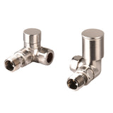 Modern Corner Decorative Manual Radiator Valve and Lockshield Valve Satin Nickel