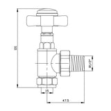 diagram of Traditional Cross Head Angled Decorative Radiator Valve