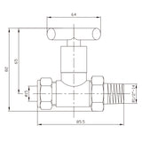 diagram of Modern Cross Head Straight Decorative Radiator Valve