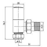 diagram of Square Angled Decorative Radiator Valve