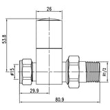 diagram of Square Straight Decorative Radiator Valve